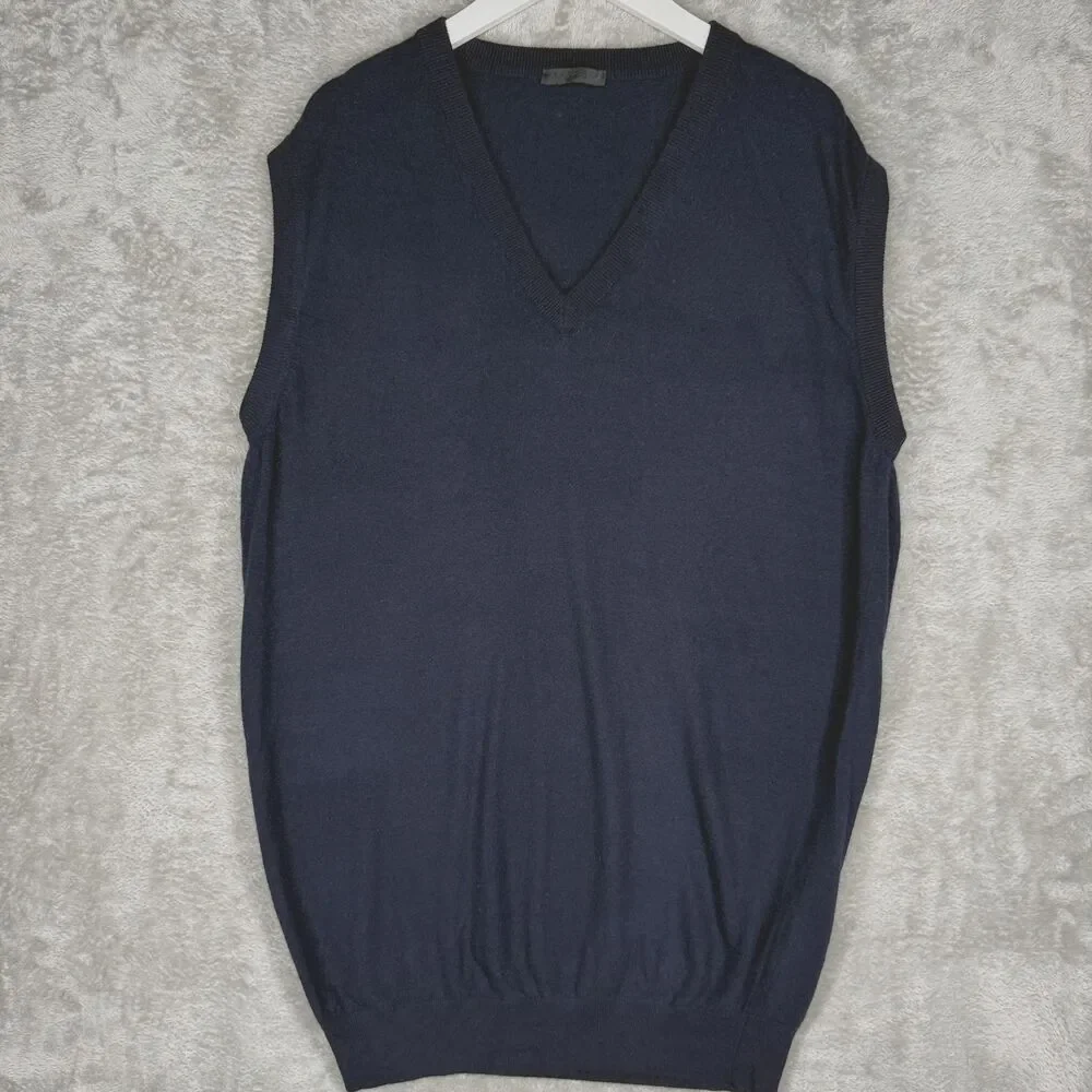 Bertolo Cashmere Sweater Vest Men 2XL Blue Luxury Knitwear V Neck Pullover Italy